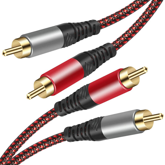RCA Cable 15Ft,2Rca Male to 2-RCA Male Audio Stereo Subwoofer Cable [Hi-Fi Sound] Nylon-Braided Auxiliary Audio Cord for Home Theater, HDTV, Amplifiers, Hi-Fi Systems,Speakers and etc (15Ft)