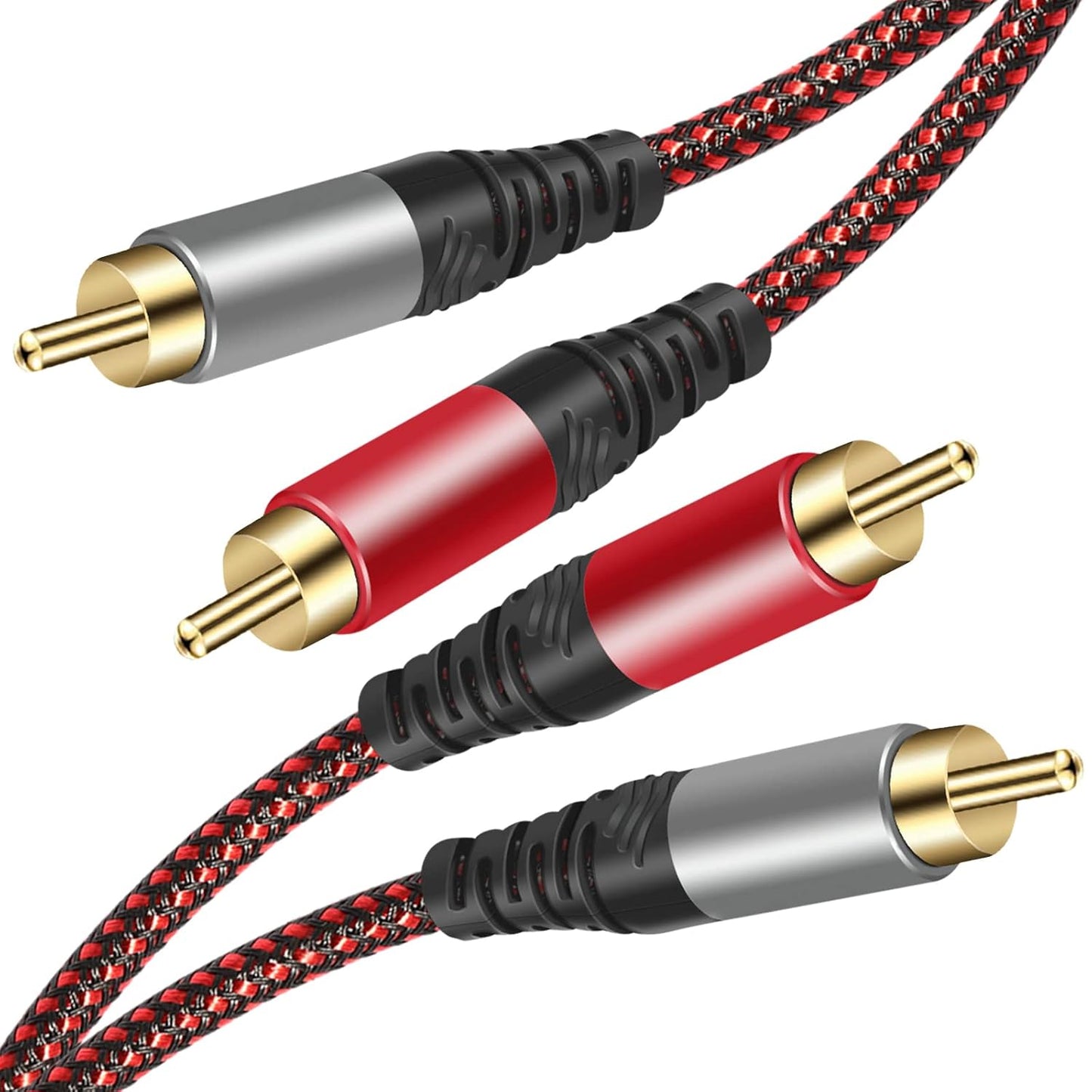 RCA Cable 20Ft,2Rca Male to 2-RCA Male Audio Stereo Subwoofer Cable [Hi-Fi Sound] Nylon-Braided Auxiliary Audio Cord for Home Theater, HDTV, Amplifiers, Hi-Fi Systems,Speakers and etc (20Ft)