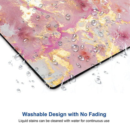 Mouse Pad, Cute Pink Gold Marble Mouse Pads with Design, Square Washable Cloth Personalized Mouse Mat, Gaming Office Home Non-Slip Rubber Base Computer Mousepad