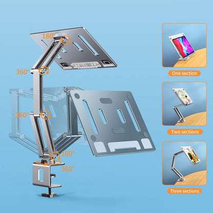 OATSBASF Tablet Stand, iPad Holder for Desk Mount, Portable Monitor Stand, Rotatable 360 Degrees, Desktop Reading Mount for Computer, iPad, Cookbooks, Recipes