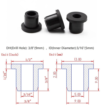 25 pcs 3/8" Drill Hole，3/16" ID Black Silicone Top hat Rubber Grommets for Wiring，Automotive，Firewall，Hole Plug，Desk，Screw，Water and Gas Pipe，Drain，House Siding，Cable Bushing，Glass，Wire Plug