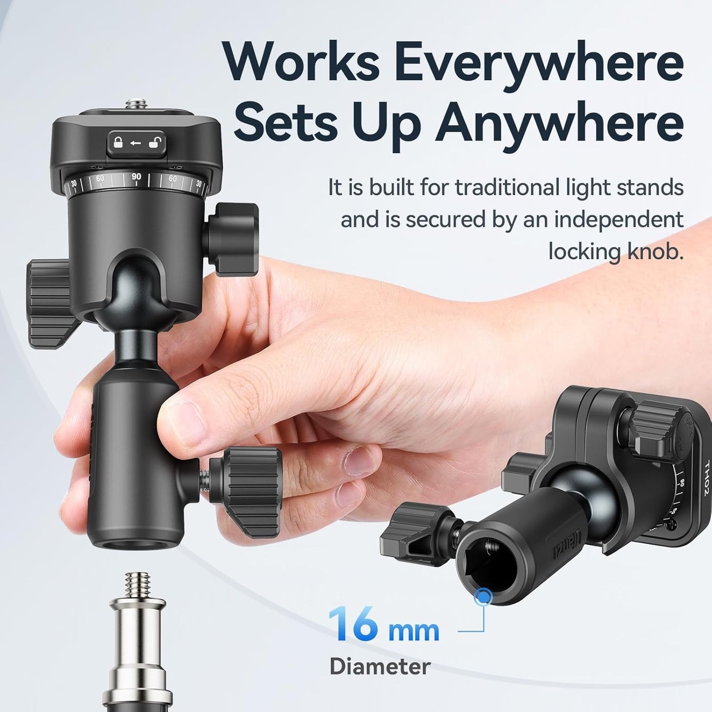 ULANZI TH02 Uka Inverted Ball Head Quick Release Metal Ball Head Camera Mount Uka 360° Rotating with Quick Release Plate, 2.5kg/5.5lb Load for Tripod, Monopod, DSLR, Camera