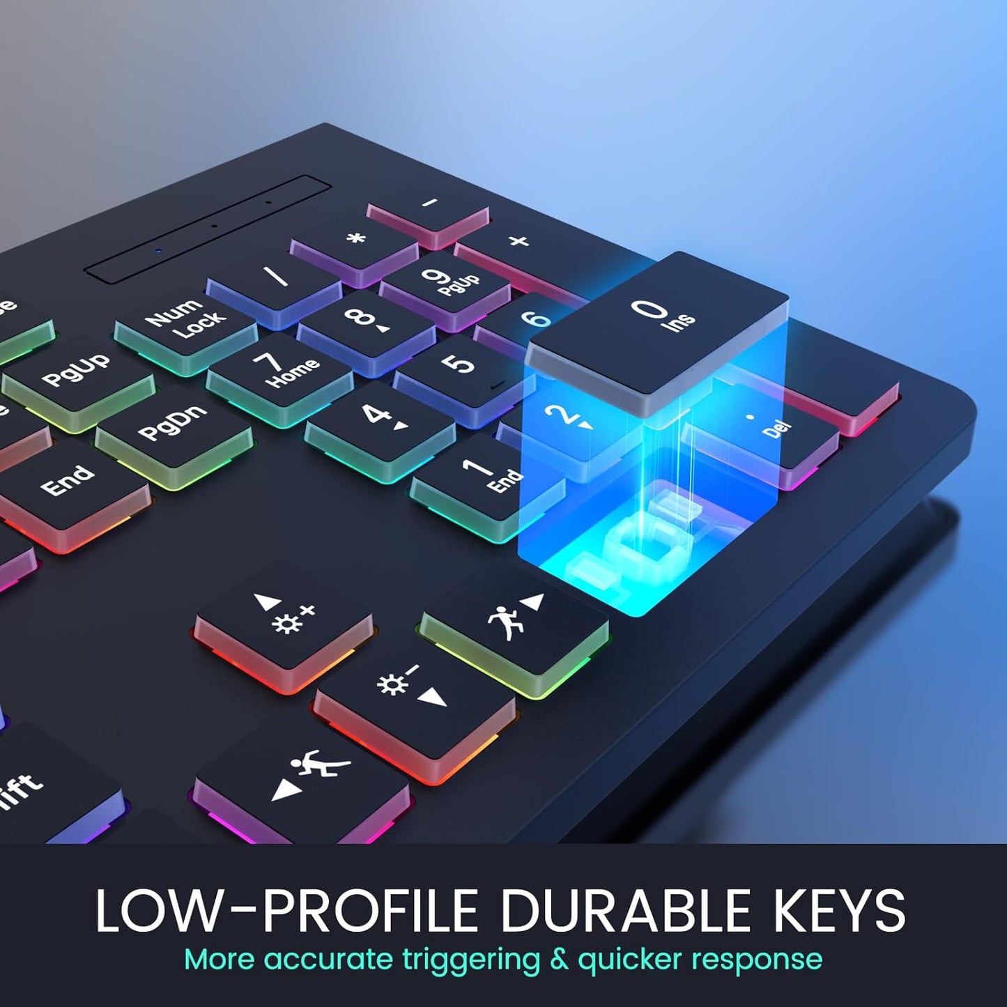 Wired Backlit Keyboard, Lighted Computer Keyboard with 8° Adjustable Stand, Ergonomic Design, Spill-Proof Keys, 5ft Cable, Compatible with Windows & Mac