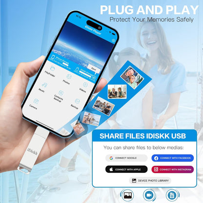 App-le Mfi Certified 128GB iDiskk iPhone Flash Drive,for Photos and Videos,Photo Stick, iPad Flashdrive,iPhone USB Storage, iPad iPhone Photo Storage Stick,for Mac,iPad,PC Thumb Drive Auto Backup