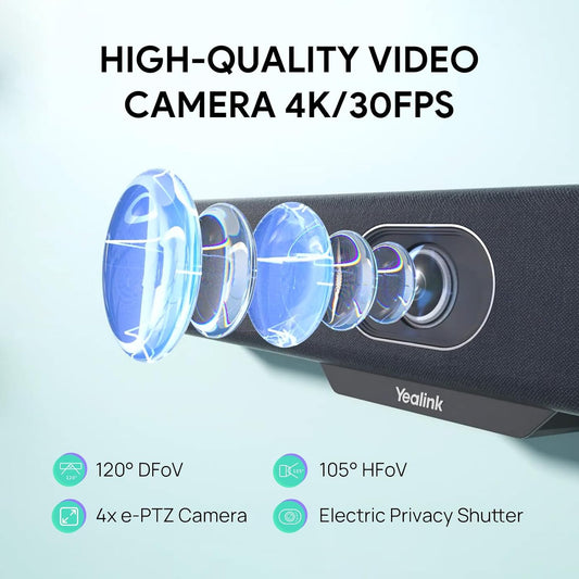 Yealink MeetingBar A10 Conference Room Webcam 4K 120° Wide Angle Camera with Android OS, Video Conferencing System with Microphone and Speaker, AI Speaker Tracking, Auto Framing, Teams Zoom Certified