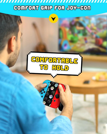 Lotadilo Joy-Con Grip for Nintendo Switch/Switch Oled - JoyCon Comfort Hand Grips Controller for Women Girls Teen Boys Cute Cartoon Design, Dog Paw