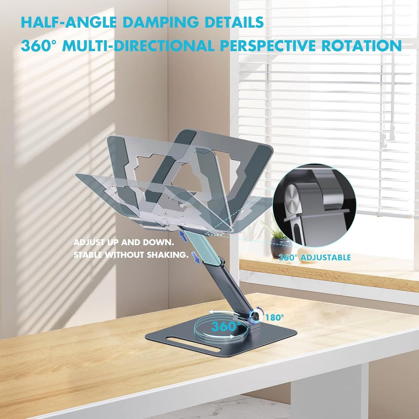 GuaziV 360° Adjustable Tablet Stand - Ergonomic Foldable Holder for iPad 10.2-12.9”, Kindle, Phones 4-13”, Anti-Slip Desktop Mount for Work, Cooking, Gaming & Reading