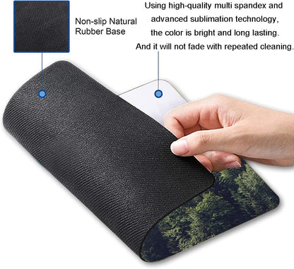 Misty Forest Mouse Pad, Natural Landscape Mouse Pad Custom Design, Square Waterproof Mouse Pad Non-Slip Rubber Base MousePads for Office Laptop, 9.5x7.9x0.12 in Inch