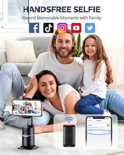 UBeesize Auto Face Tracking Tripod with Adjustable Desk Tripod, 360° Rotating vlogging kit for iPhone with Remote & Gesture Control, Rechargeable Selfie Fill Light, No App Required