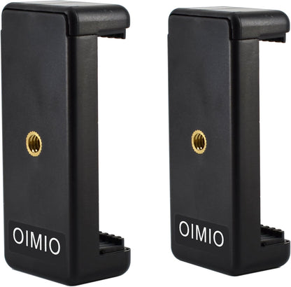 Universal Cell Phone Tripod Mount Adapter, OIMIO Phone Holder Clip Connector Head Used for Monopod Selfie Stick DSLR Travel Mini Flexible Tripod and More(2 Pack)
