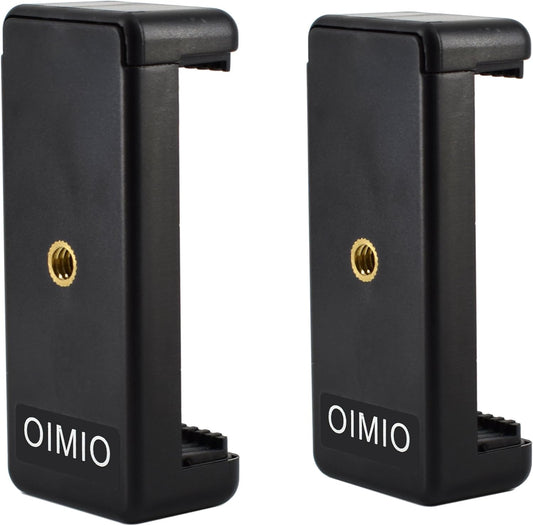 Universal Cell Phone Tripod Mount Adapter, OIMIO Phone Holder Clip Connector Head Used for Monopod Selfie Stick DSLR Travel Mini Flexible Tripod and More(2 Pack)