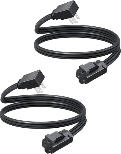 DEWENWILS Heavy Duty 3FT Extension Cord with 3-Prong Flat Plug, 15A/1875W 14/3 SPT-3 Flat Wire, Space Saving for Home Office Appliances & Electronics, ETL Listed, 2 Pack, Black