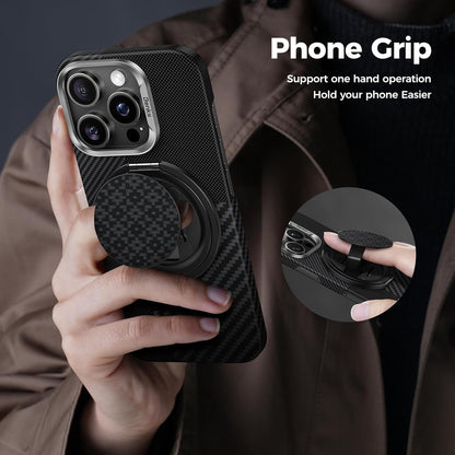 BENKS ArmorPop Magnetic Phone Grip & Stand for MagSafe, 360° Rotation Adjustable Phone Ring Holder for iPhone 17/16/15/14/13/12 Series, Durable Kevlar Design