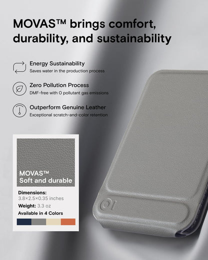 MOFT Phone Tripod Wallet, 3 in 1 Phone Stand MagSafe, NFC-Supported Magnetic Phone Wallet, MOVAS Vegan Leather Adjustable Card Holder, Taupe