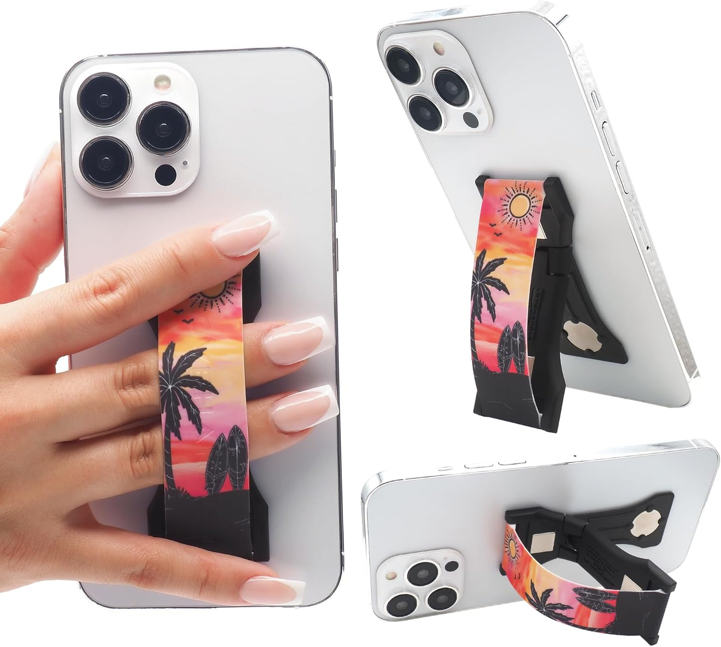 LOVEHANDLE PRO Premium Phone Grip - Silicone Phone Strap - Magnetic Phone Mount and Kickstand for Smartphone and Tablet - Dawn Patrol