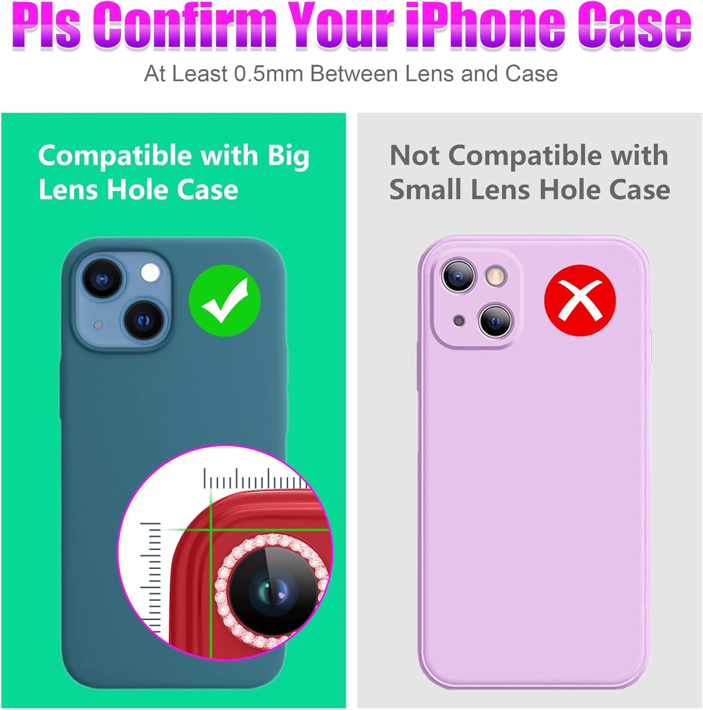 AGVEE 3+3 6 Pack for iPhone 13 6.1 inch / 13 Mini 5.4 inch Camera Lens Protector, Bling Diamond & Bling Glitter Metal Ring 9H Tempered HD Glass Camera Protector Cover Film, Bling-Red