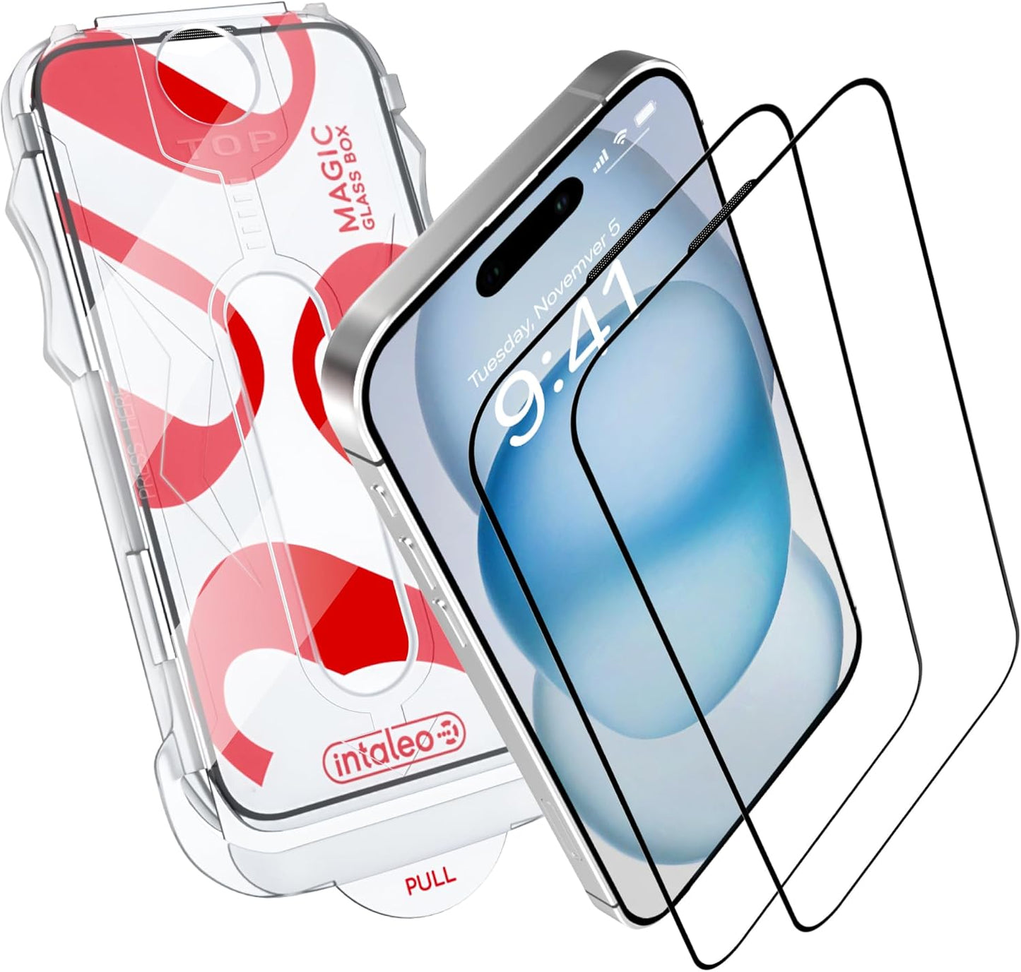 Glass Screen Protector for iPhone 15 Plus – Tempered Glass Screen Protector with Applicator Full Edge-to-Edge Protection, 9H Hardness, Oleophobic Coating - Accessories for iPhone 15 Plus