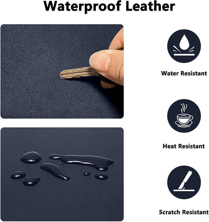PU Leather Desk Pad Protector Gaming Mouse Pad Non Slip Desk Mat for Keyboard and Mouse Waterproof Desk Writing Pad for Office and Home Desk Accessories(Dark Blue, 47.2 * 17.7)