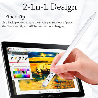 DOGAIN Stylus Pen for iPad and Touchscreens - Active Digital Fine Point Pencil with Dual Touch Function - Compatible with iPad Pro/Air/Mini, iPhone, Samsung, iOS, Android - White