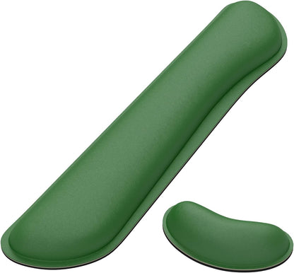 Dapesuom Enlarge Keyboard Wrist Rest, Memory Foam Wrist Cushion for Desk Mats Support, Cute Typing Pain Relief Keyboard Mouse Pad Rests Set with Non-Slip Base for Gaming Laptop Office, Forest Green