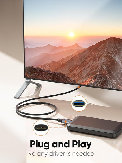 CableCreation 4FT USB C Hard Drive Cable, 5Gbps USB A/C to Micro B, Compatible with iPhone 15/16 Series, WD, Seagate External Hard Drive, Camera, Grey