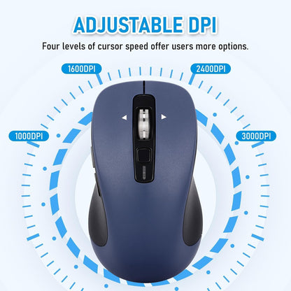Wireless Mouse, Full-Size Silent Mouse, 36-Month Battery Life, 4 Way Navigation, 1000-3000 Adjustable DPI, 2.4GHz USB-A Receiver for Computer, Laptop, PC, Chromebook, Notebook
