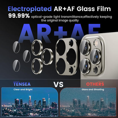 Tensea for iPhone 16 Pro/iPhone 16 Pro Max/iPhone 15 Pro/iPhone 15 Pro Max Camera Lens Protector, Metal Aluminum Alloy Tempered Glass Cover Camera Screen Protector Accessories, Case Friendly