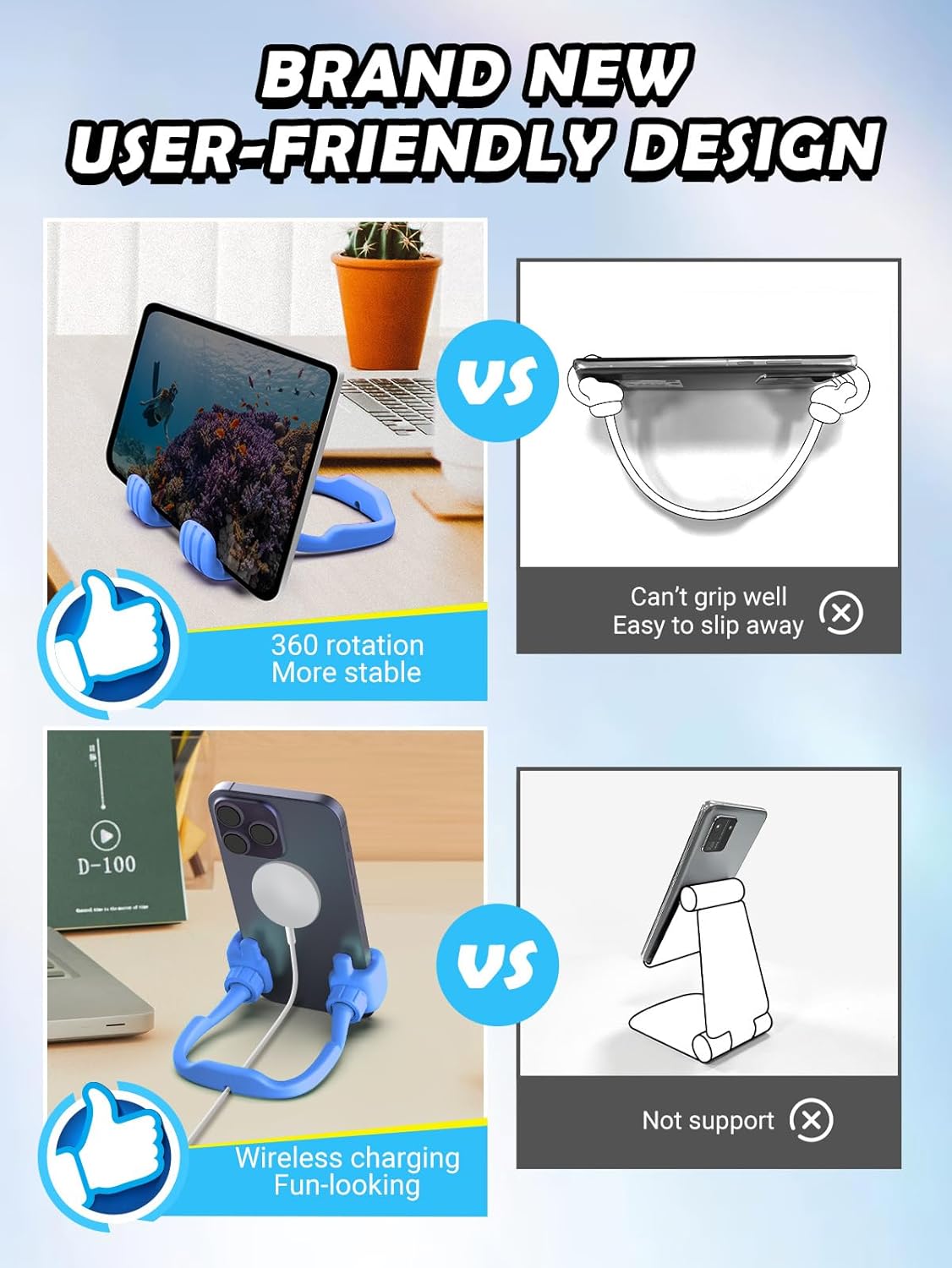 Dad Gifts for Fathers Day from Daughter Son Cell Phone Stand: Upgrade Adjustable Thumbs Up Lazy Phone Holder for Desk Fun Birthday Gifts for Grandma Teens Girls Boys Adults Husband from Wife