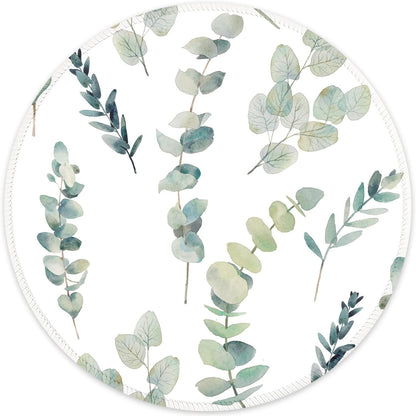 ITNRSIIET Round Mouse Pad with Stitched Edge Premium-Textured Waterproof Non-Slip Rubber Base Desktop Protection Mat Diameter 8.7 inches, Eucalyptus Branches