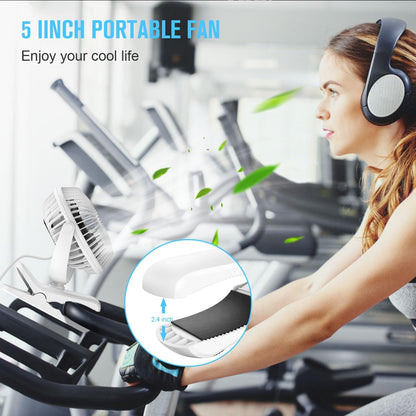 BESKAR Clip on Fan, 360° Rotation Quiet Stroller Fans with Strong Airflow,3 Speeds, Portable Small Fans with Sturdy Clamp,Perfect Personal Cooling Fan for Office Table Bedroom Kitchen