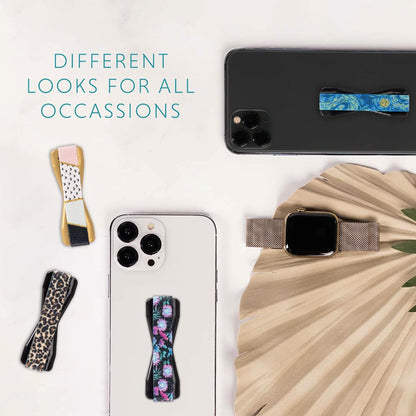 LOVEHANDLE Universal Phone Grip for Smartphones & Mini Tablets - Phone Holder for Hand - Wireless Charging Compatible - Made in The USA - Neon Flowers