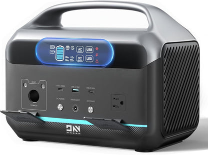 Portable Power Station 1200W Peak, 576Wh Solar Generator, LiFePO4 Battery 1.5Hour Fast Charging, Power Bank for Home & Emergency Backup, Hurricane, CPAP (Solar Optional)