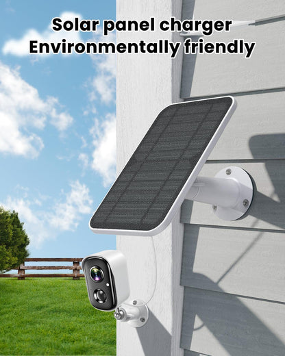 Solar Panel Charger Compatible with Vision Well Battery Powered Wireless Outdoor Security Cameras, 5W Solar Panels Charging with IP65 Waterproof 10ft USB-C Cable & Secure Wall Mount, 2 Pack