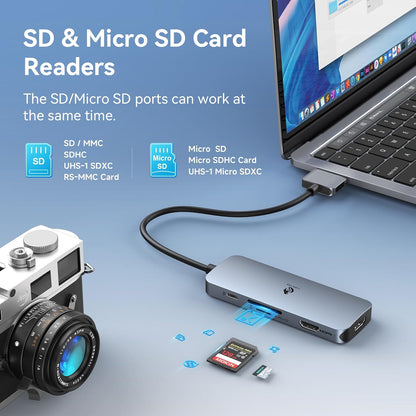 Docking Station for MacBook Pro Air, LIONWEI USB C Docking Station Dual Monitor, Dual HDMI Adapter Hub for Mac MacBook Pro with 2 HDMI, 3 USB 3.0, SD TF Card Reader and 100W PD USB C Charging Port