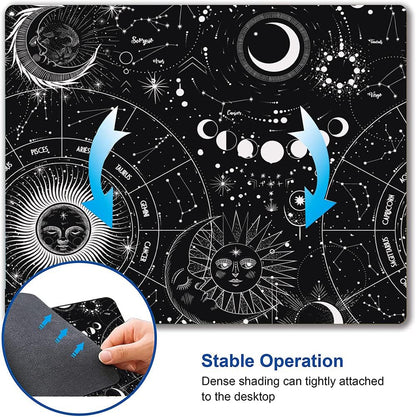 Moon Sun Mouse Pad - Custom Design, Waterproof, Non-Slip Rubber Base, Office Laptop, 9.5"x7.9"x0.12" Inch