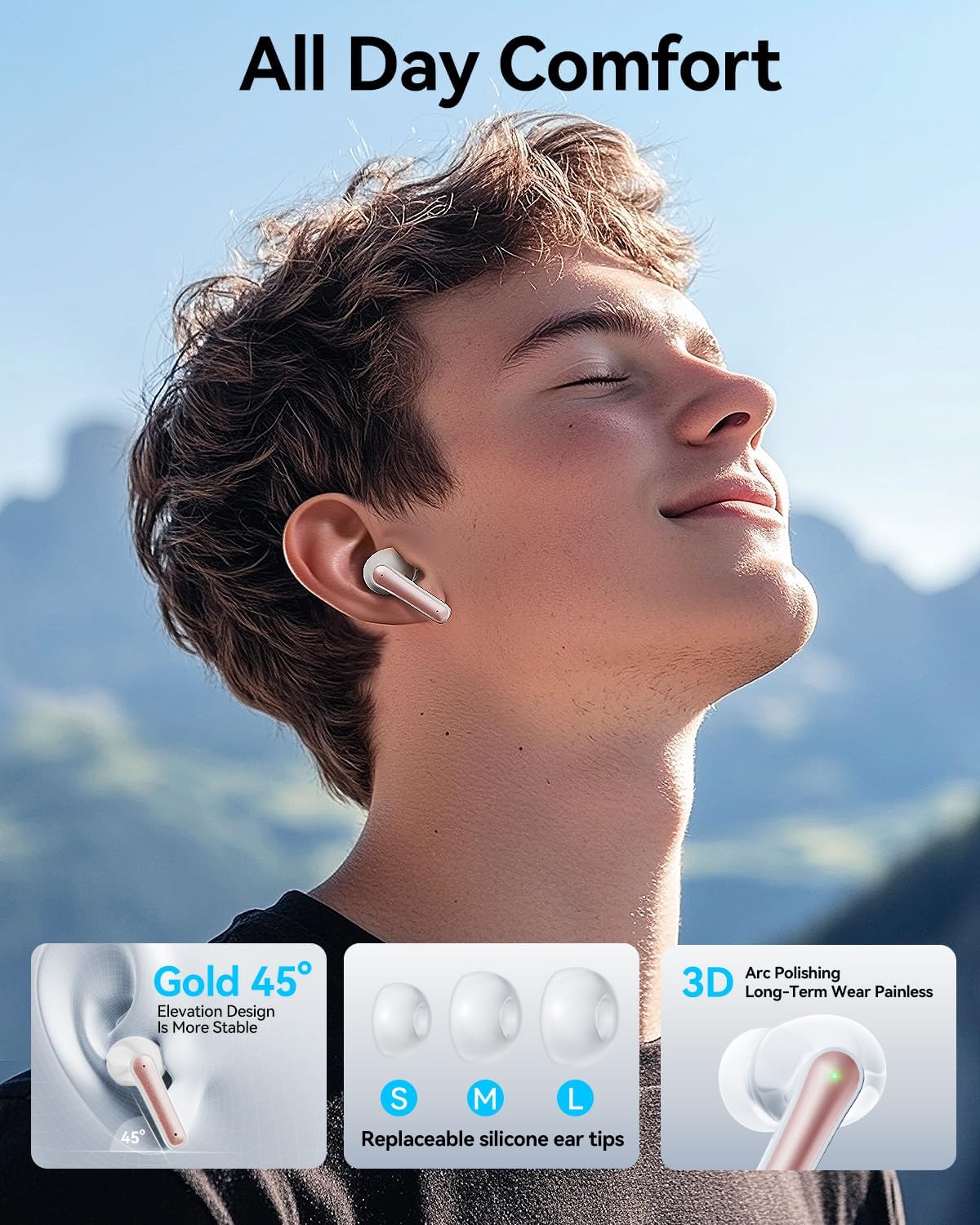 Wireless Earbuds, Bluetooth Ear Buds Headphones with LED Charging Case, Deep Bass Stereo Sound, 40 Hours Playtime, IP7, Lightweight in-Ear Earphones for iPhone Android Sports Workout