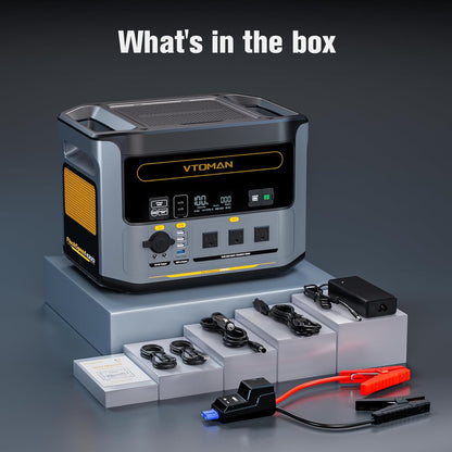 VTOMAN FlashSpeed 1500 Portable Power Station with Jumper Cables, 1548Wh LiFePO4 Solar Generator & Car Jump Starter, Recharge 0-100% in 1H, 1500W AC Output/Input, for Outdoor, Home, Roadside Rescue