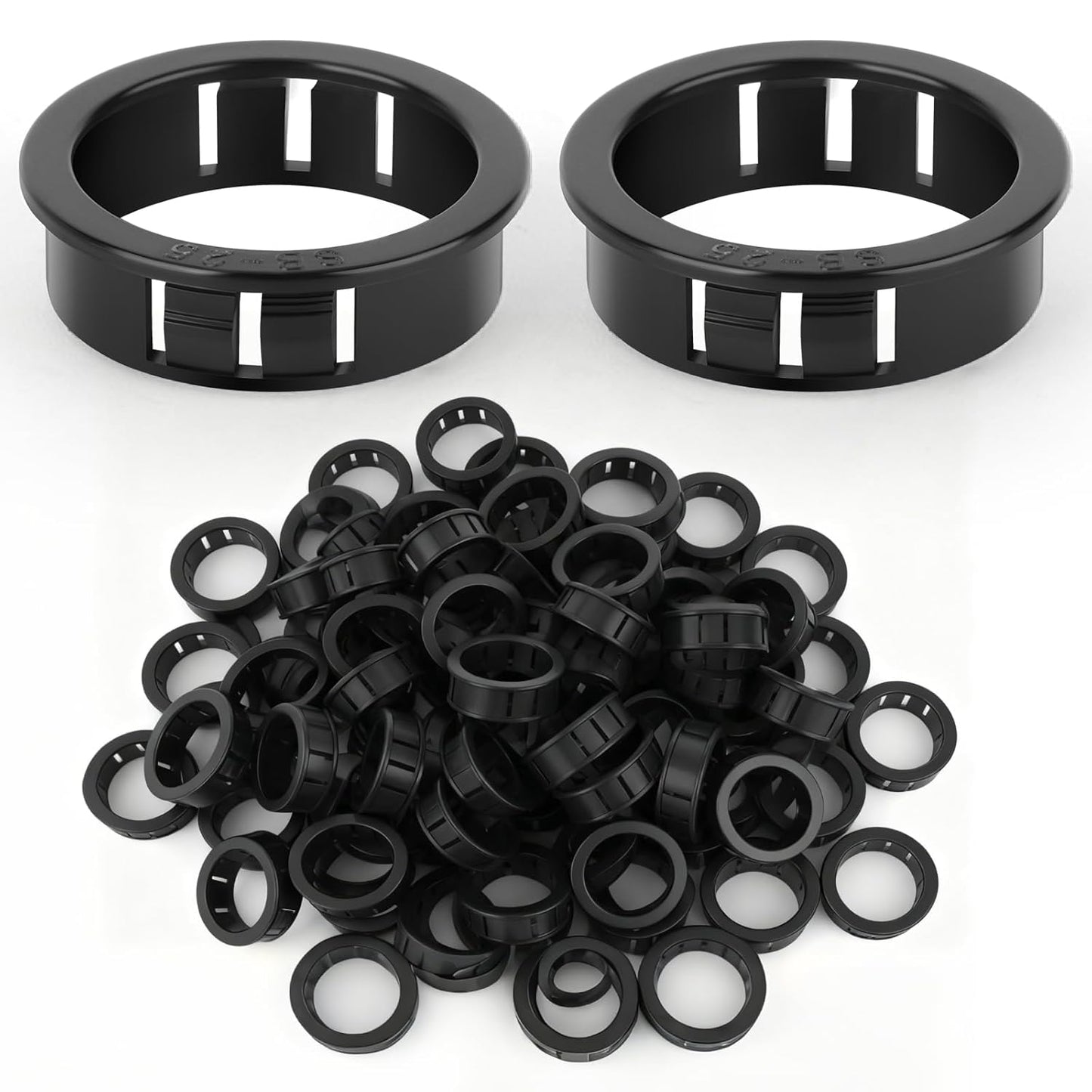 50PCS 1" Black Cable Snap Bushing Grommet, Snap in Cord Bushing Protect Cables
