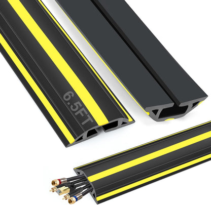 6.5 ft Cord Covers for Wires on Floor, Heavy Duty PVC Duct Floor Cord Cover, Floor Cable Cover Easy to Unroll Prevent Trip Hazard for Home Office or Outdoor Settings
