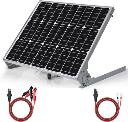SUNER POWER 12V 50W Solar Battery Charger Maintainer, Built-in UltraSmart MPPT Controller, Adjustable Mount Bracket, Waterproof 30 Watt Solar Panel Kit for 12 Volt SLA Deey Cycle AGM Lifepo4 Battery