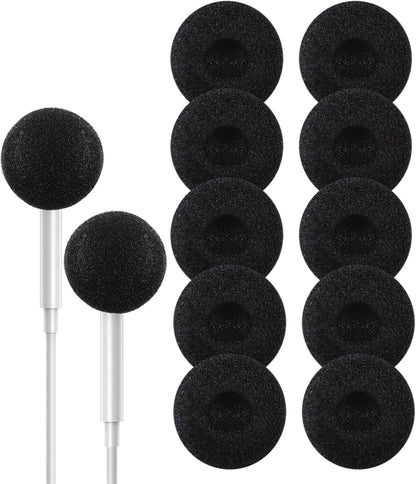 Ear Cushions for Earphone Headphones, Soft Foam 20mm Replacement Covers for Most Standard in-ear Earphone, Earbuds, Headsets, Walkie Talkies (Black) 10 Pack
