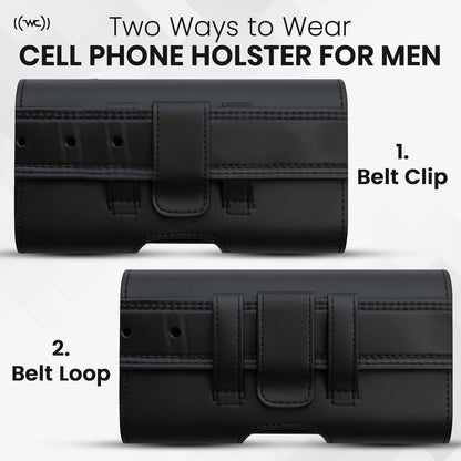 Phone Holster for Men with Credit Card Slot, Cell Phone Case, Fits iPhone 17/17 Pro 16/16 Pro 16e 15/15 Pro 14/14 Pro 13/13 Pro 12/12 Pro 11 XR– Belt Clip Carrying Phone Pouch Holder