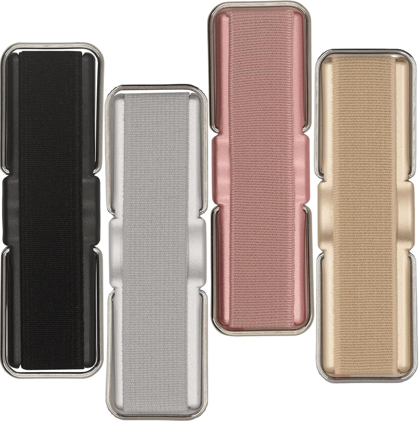 Phone Grip Strap Holder, 4 Pack Adhesive Flat Cellphone Stand Handle Kickstand Case with Elastic Finger Loop for Most Smartphones and Mini Tablets - Gold, Black, Rose Gold, Silver