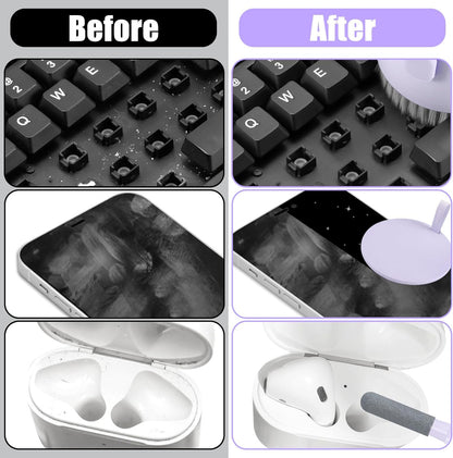 Laptop Phone Screen Cleaner Kit, Computer Keyboard Brush Cleaning Spray for iPhone AirPods Macbook iPad, 20-in-1 Electronic Device Clean Tool For Camera PC Monitor Earbud TV Tablet Car Screens- Purple