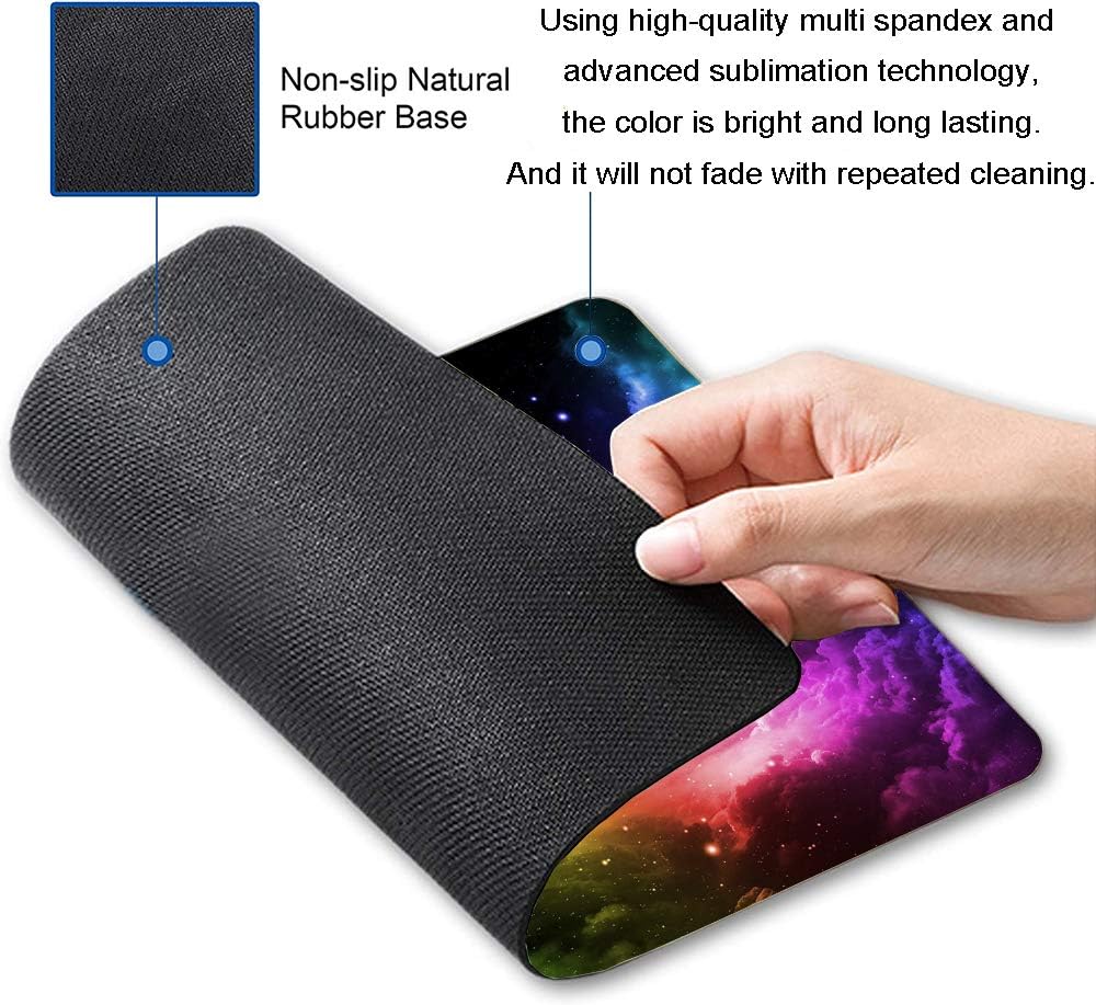 Mouse Pad, Gaming Mouse Pad, Galaxy Mouse Pad, Aurora Light Pattern Green and Purple Design Mouse Pads, Square Waterproof Mouse Pad Non-Slip Rubber Base MousePads for Office Home Laptop Travel
