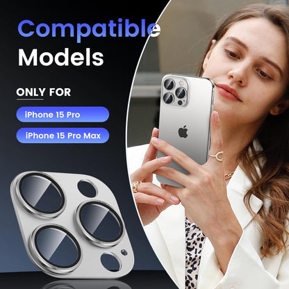 Tensea for iPhone 16 Pro/iPhone 16 Pro Max/iPhone 15 Pro/iPhone 15 Pro Max Camera Lens Protector, Metal Aluminum Alloy Tempered Glass Cover Camera Screen Protector Accessories, Case Friendly