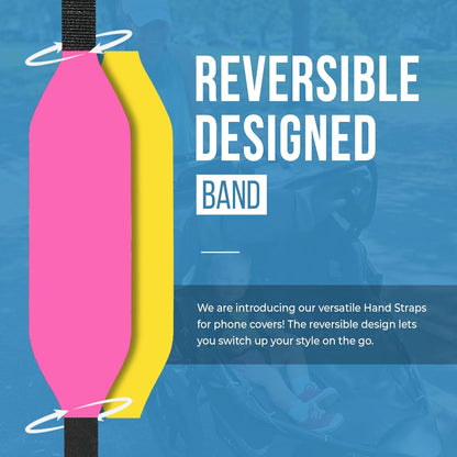 Phone Grip Strap - Pack of 2 Reversible Finger Holder for Phone Back, Customizable Anti-Slip Design, Wireless Charging Compatible Detachable Holder for iPhone - Pink & Yellow