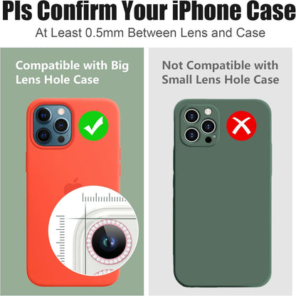 AGVEE 3+3 6 Pack for iPhone 12 Pro Max 6.7" Camera Lens Cover Protector, Bling Diamond & Bling Glitter Metal Ring 9H Tempered HD Glass Camera Cover Protector Film, Bling-Pink