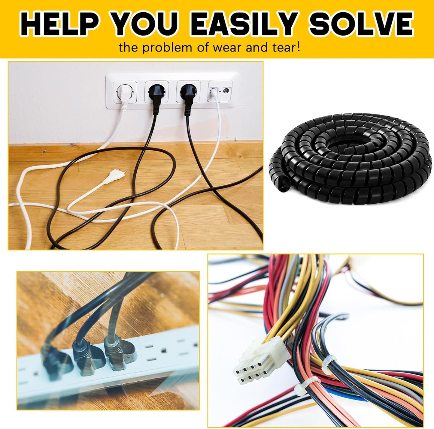 Spiral Wrap Cable Protector, Safe 2.0" Od x 20' Pre Cut Lengths Hydraulic Hose Protector Wrap to Avoid Wear and Extend Life for Hydraulic Pneumatic Hoses