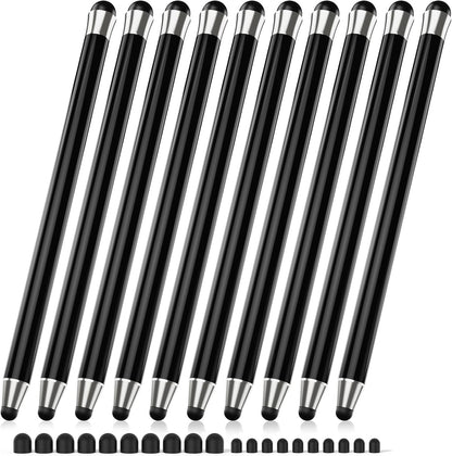 Stylus Pen for Touchscreen 10Pcs, 2-in-1 High Sensitivity & Precision Stylists pens, Stylus Pen for iPad/iPhone/Samsung/Android Tablets and Universal Capacitive Touch Screen (Black)